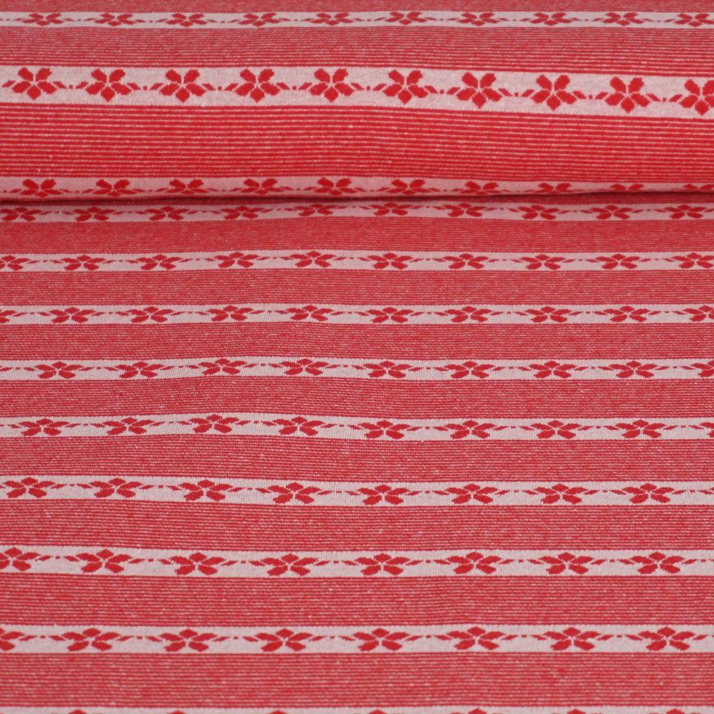 Jacquard-Strick Blumenmuster Streifen Tracht rot